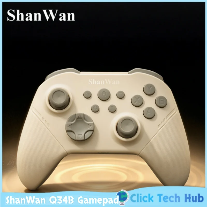 

ShanWan Q34B Wireless Bluetooth Gaming Controller 6 Axis Gyro Dual Motor 3 Mode Switch Multi Platform Compatible For Switch Pc