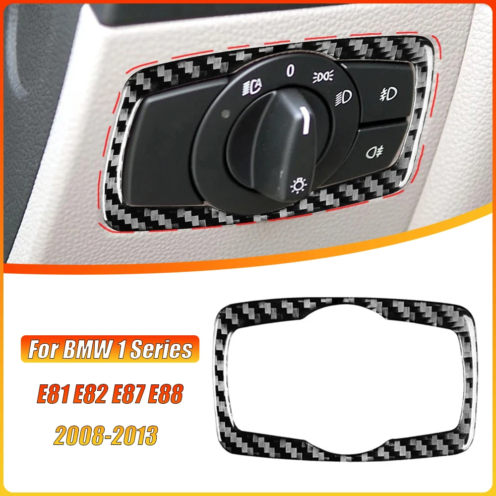 

Наклейки на рамку переключателя фар из углеродного волокна для BMW 1 серии E81 E82 E87 E88 2008-2013, автостайлинг, украшения, аксессуары