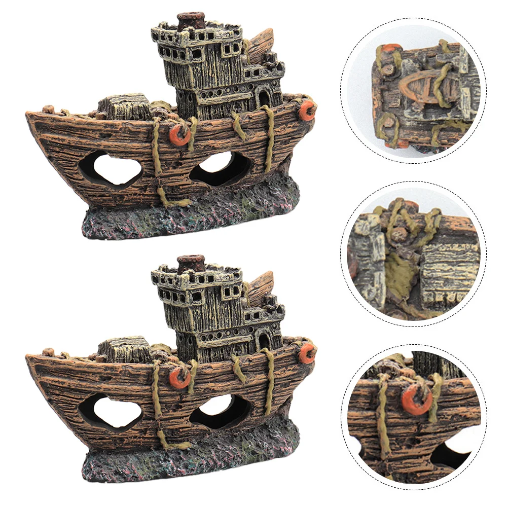 

1Pcs Pirate Ship Aquarium Ornament Durable Resin Fish Tank Decor No Pollute Easy Clean Home Decoration Aquarium Boat