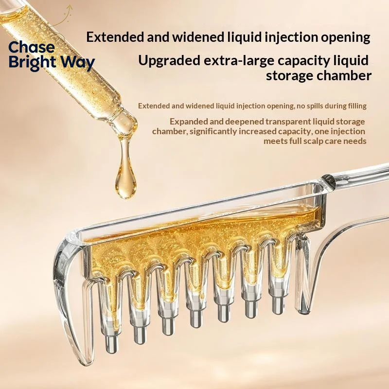 Unisex Transparent Essential Oil Applicator Massage Comb Built-in Liquid for Anti Hair Loss Scalp Care