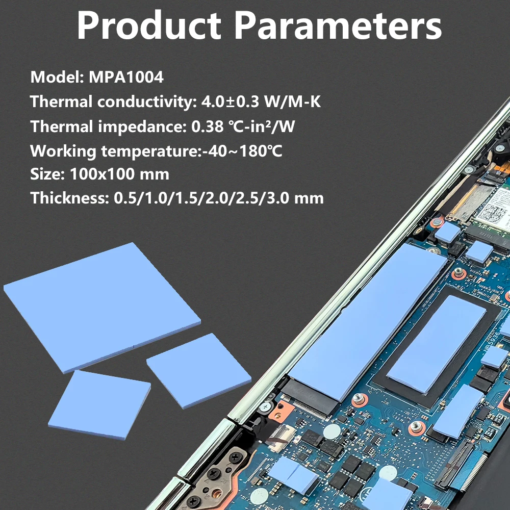 MJ 4.0w/mk Thermal Pad for GPU CPU Cooling  Silicone Pad for Efficient Heat Dissipation Multiple Sizes and Thicknesses Available