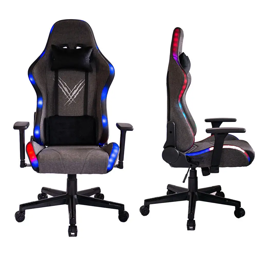 Custom Logo Grey Fabric Gaming Chair Adjustable Ergonomic RGB Cadeira Gamer