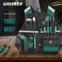 GREENER Upgraded Tool Vest Breathable Adjustable with Drill Storage Tool Bag for Electrician Tools Organizer