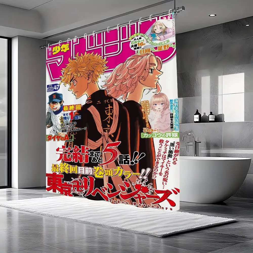 اليابان أنيمي طوكيو المنتقمون دش الستار الصيف شاطئ الحمام ديكور دش الستار ، مقاوم للماء