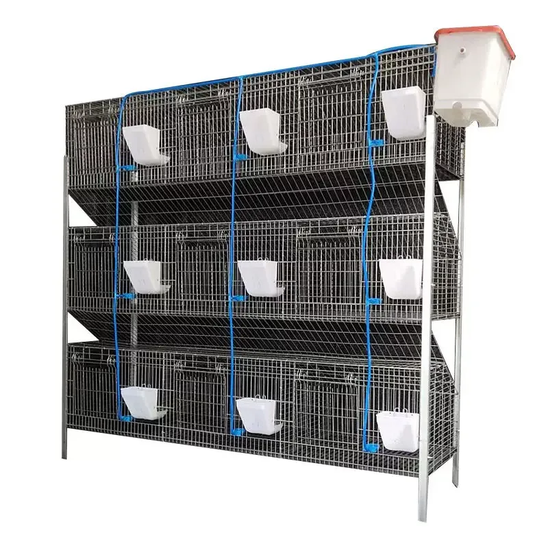Commercial 3-Tier Rabbit Breeding Cages With Nest Boxes & Automatic Watering, Galvanized Metal Rabbit Hutch For Farm Rearing