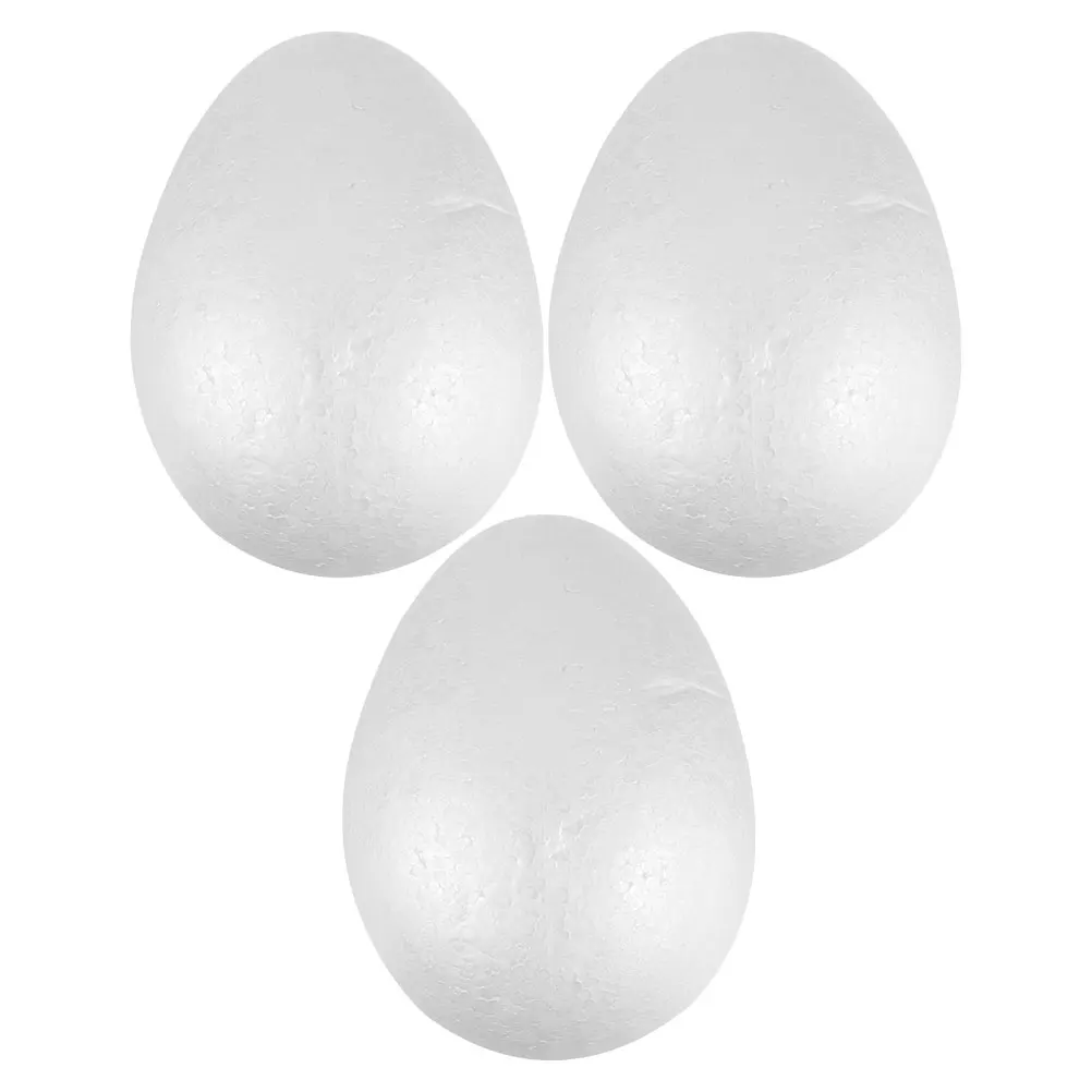 3pcs Foam Blank Diy Easter Eggs Lightweight Paintable Decorative Simulation Eggs For Party Home Decor Craft Projects