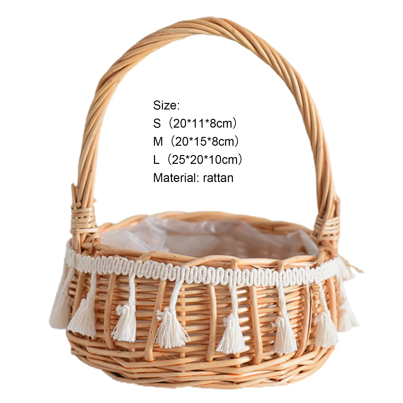 Woven Baskets Handle Design Woven Wicker Basket Handmade Rattan Storage Basket With Bow Retro Decorative Woven Flowerpot