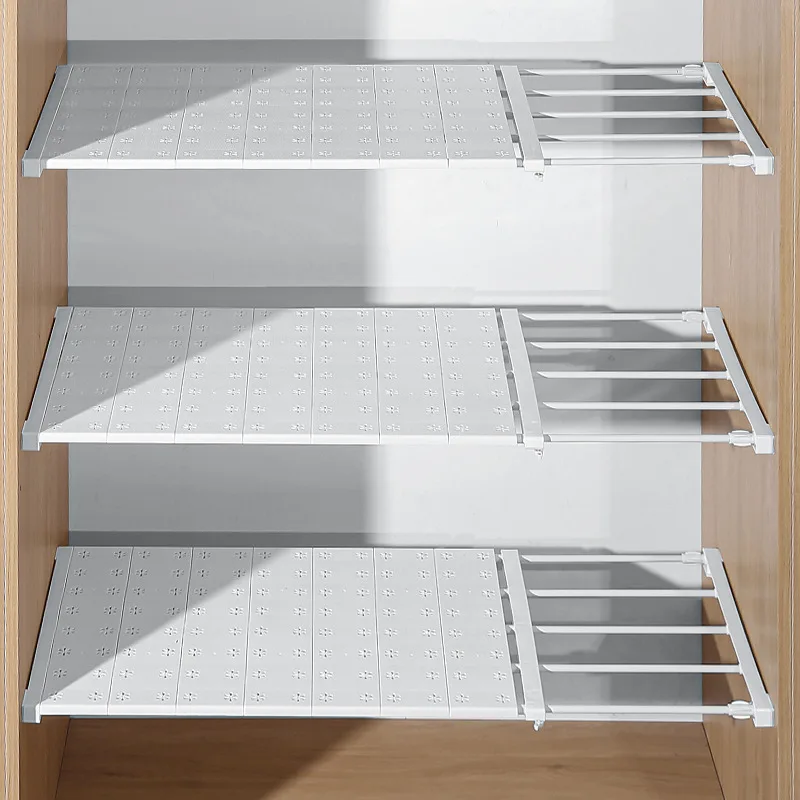 Home Dormitory Dividers Expandable Divider Punch-Free Retractable Storage Layers Board Wardrobe Storage Kitchen Bathroom Shelf