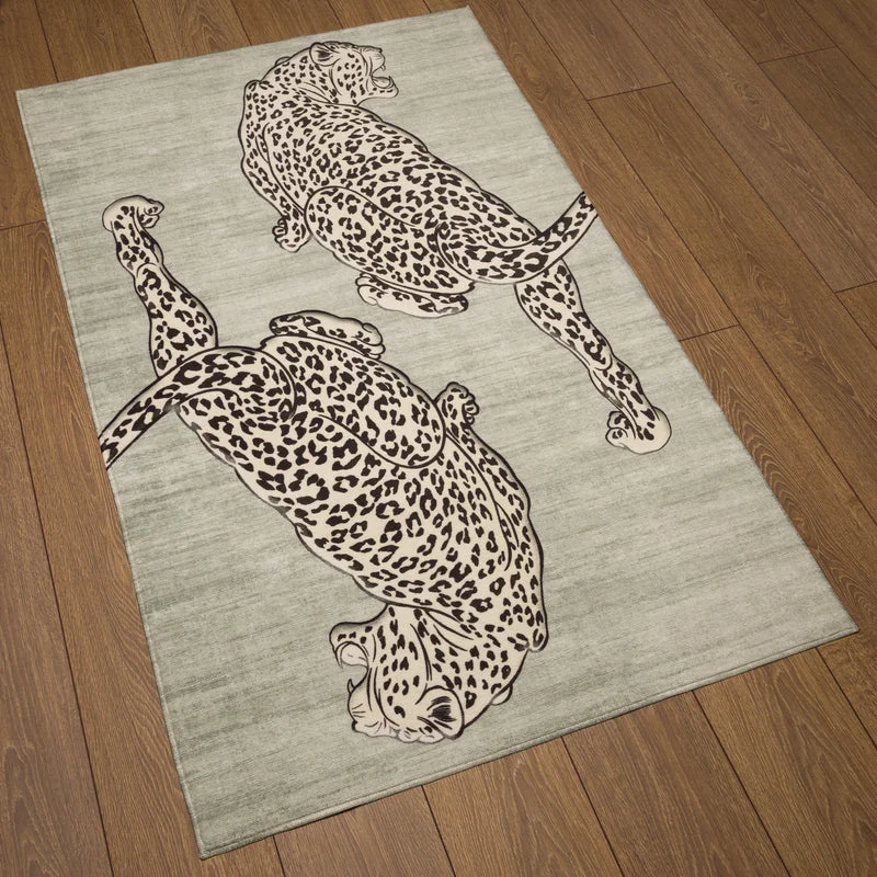 VIKAMA leopard print tiger print carpet retro animal pattern floor mat anti slip washable large indoor carpet home decoration