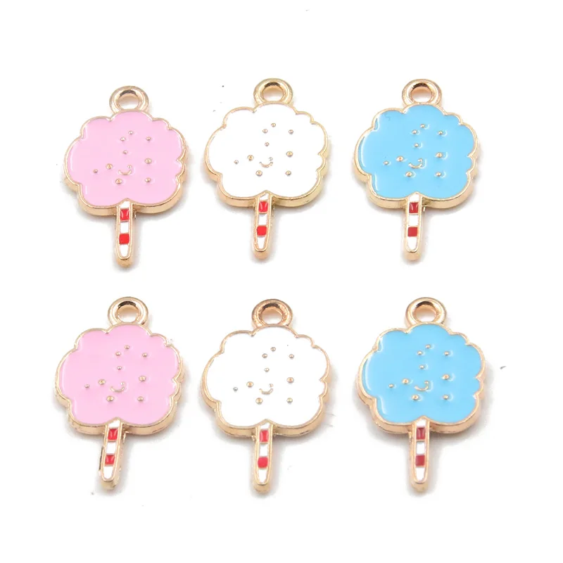 10Pcs 14*24mm 3 Color Alloy Metal Drop Oil Marshmallow Lollipop Charms Pendant For DIY Bracelet Necklace Jewelry Making