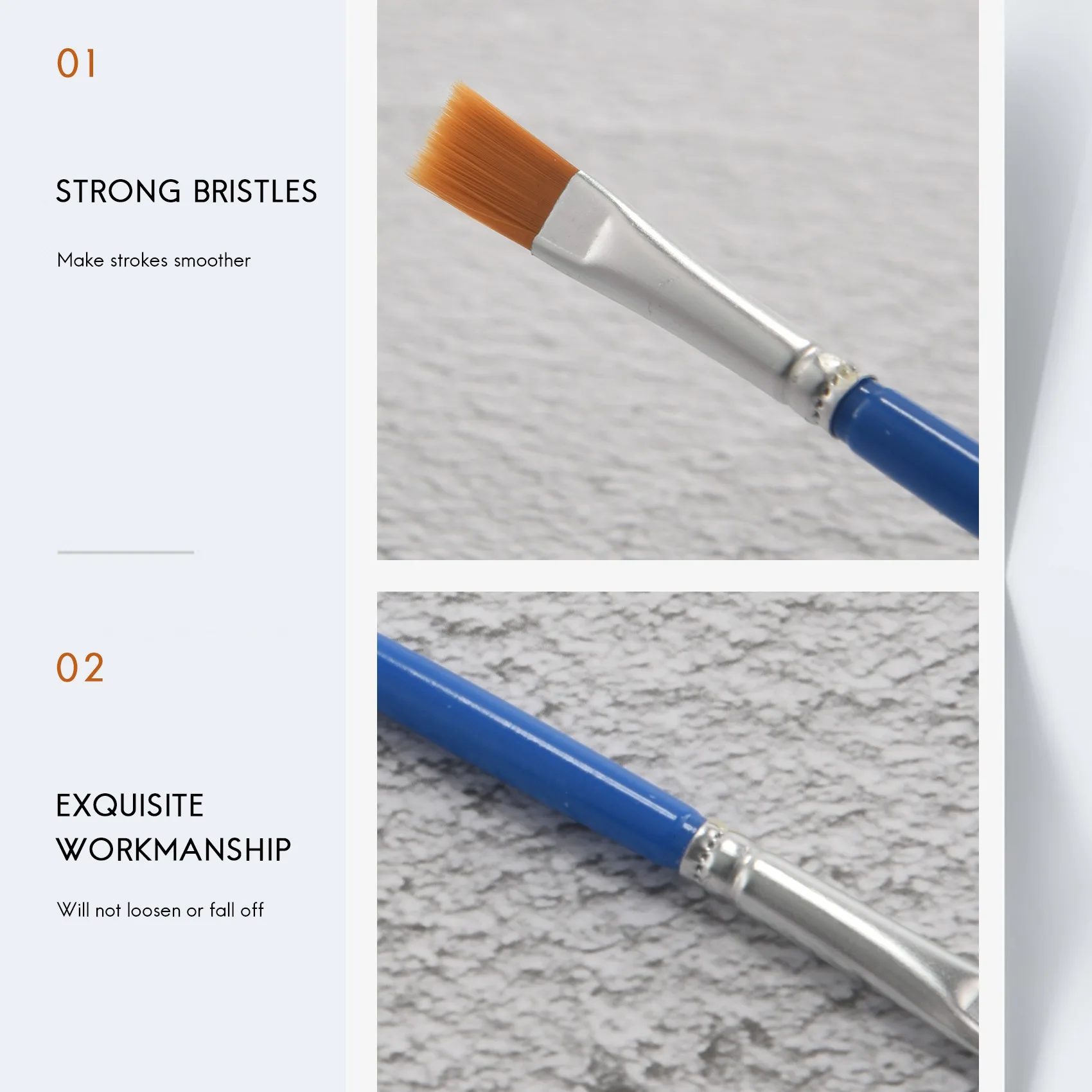 Pinceaux Plats pour Peinture Fine Art, Petit Pinceau en Vrac pour Peinture Tative, Pinceaux en Nylon, Interconnexion à l'Huile Acrylique, 100 Pièces