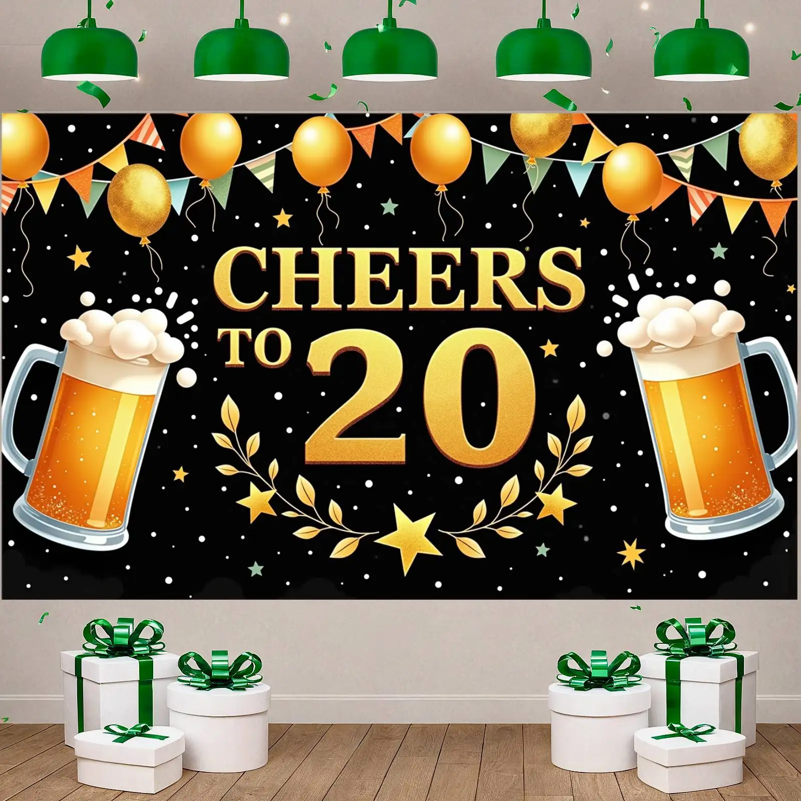 هتاف إلى 20 راية الغار إكليل معلم خلفية حفلة 20th الذكرى خلفية النثار عناصر عرض عيد ميلاد الكبار #2