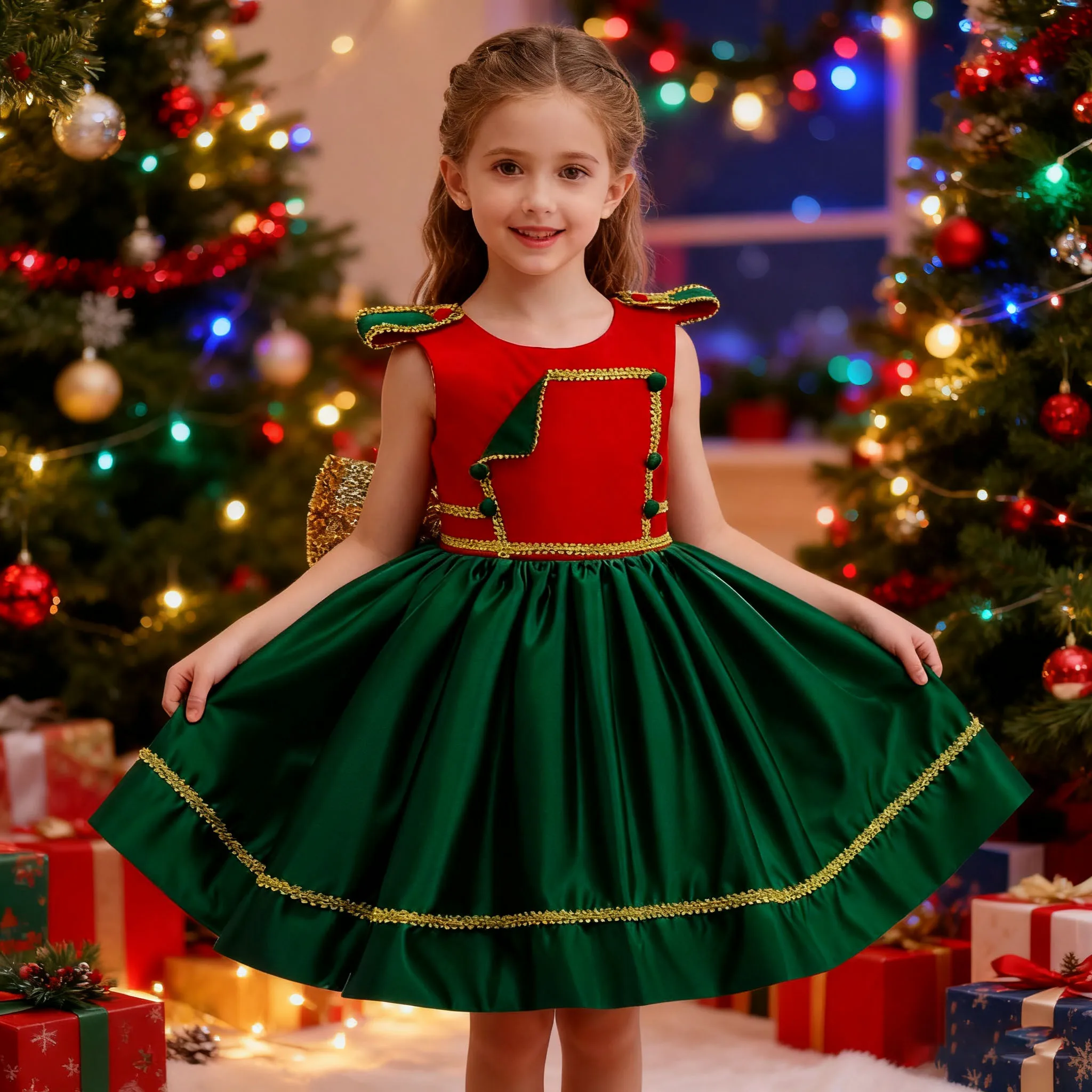 

Infants Dress For Girls Plaid Lace Kids Christmas Girls Red Clothes Doll Collar Tulle Party New Year Princess Dresses For Newbo