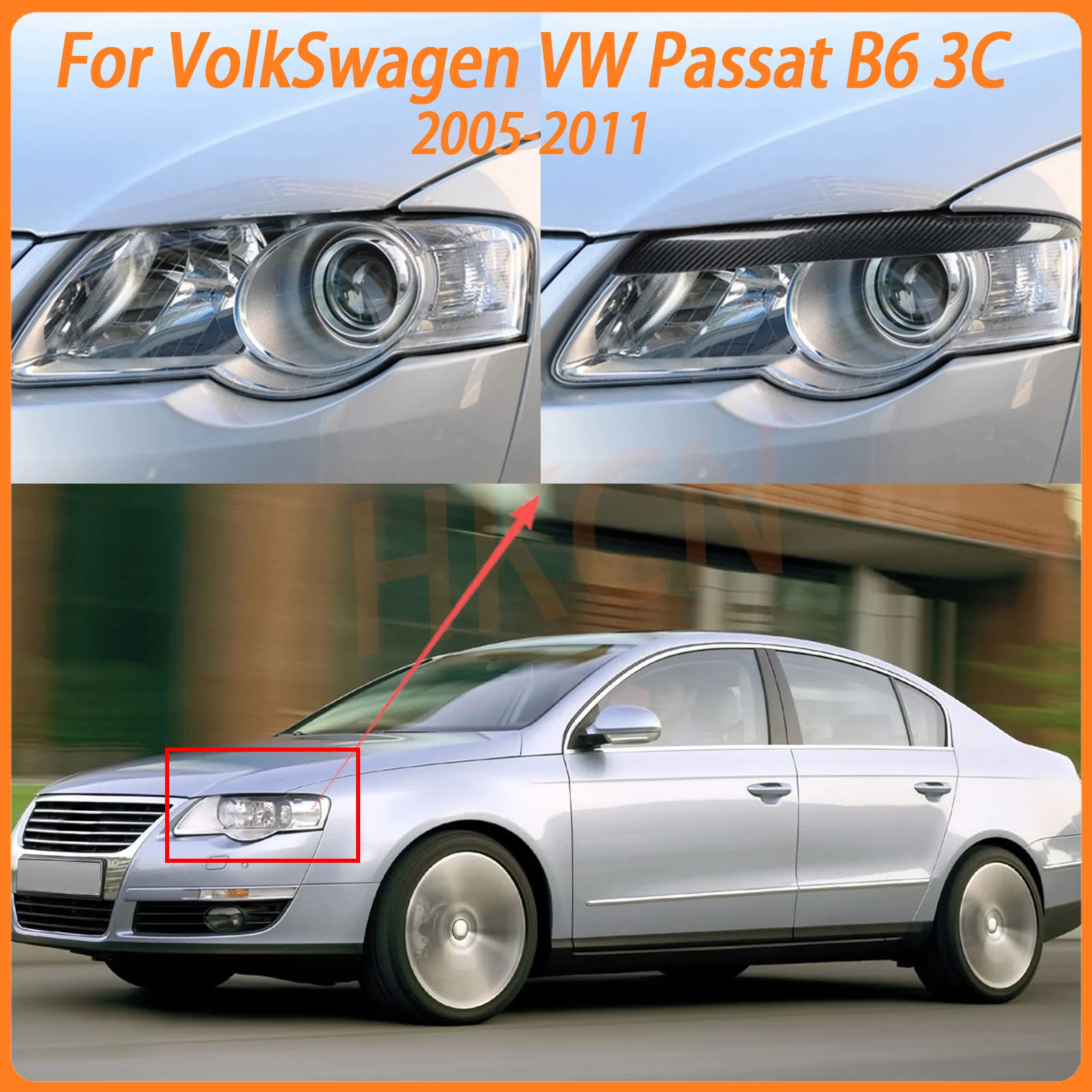 

Фара для бровей, накладка на веко для Volkswagen VW Passat B6 3C 2006-2011, передняя фара из углеродного волокна, декоративная крышка