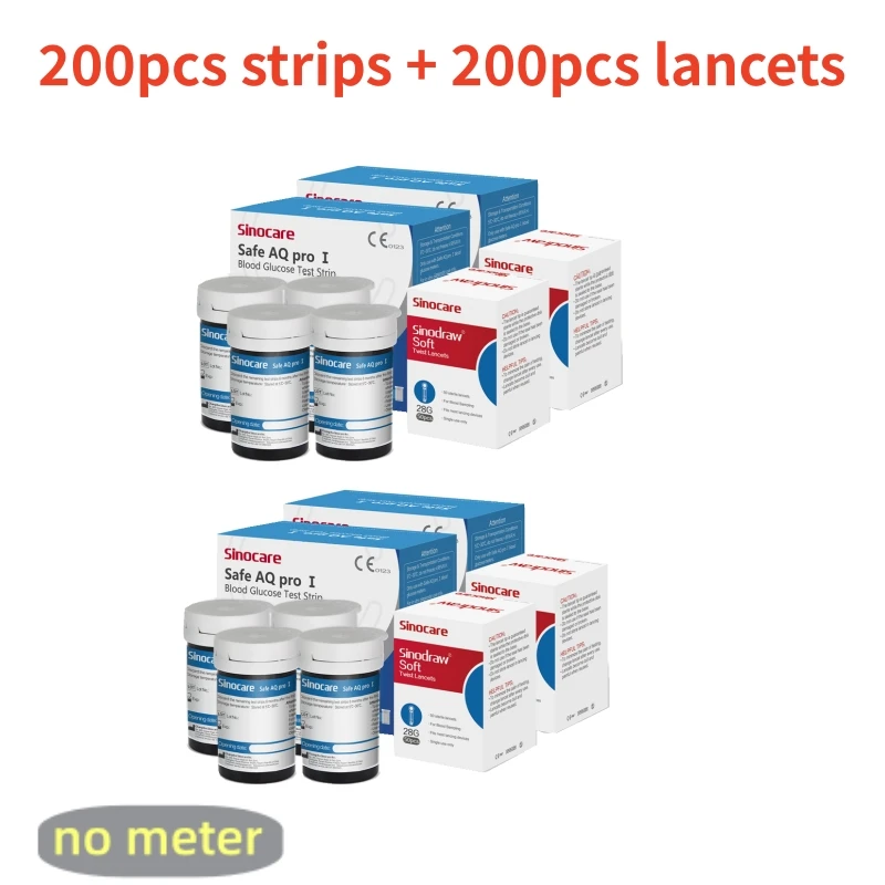 Sinocare Safe AQ Pro I Bloedglucosemeter Glucometer Kit Diabetes Tester Medische bloedsuikerspiegelmeter of alleen teststrips Lancetten