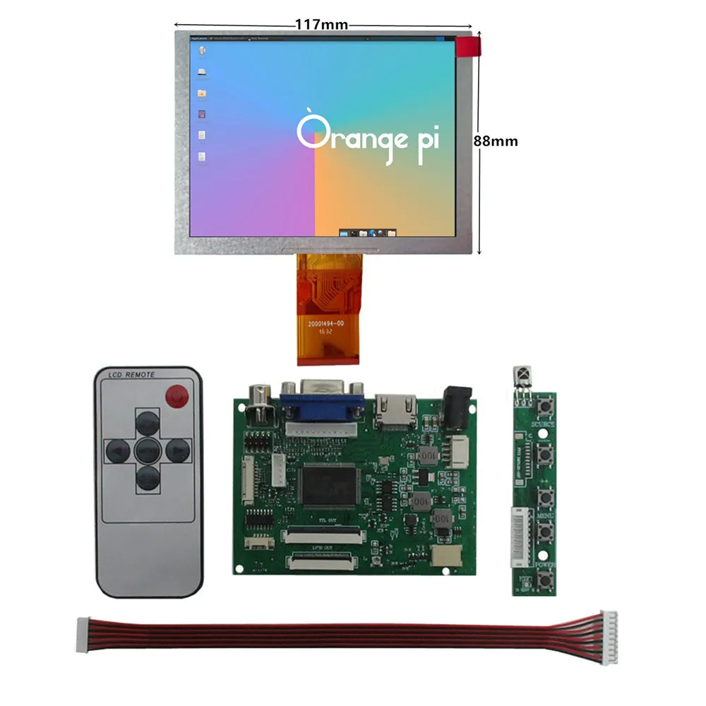 

5 inch 640x480 LCD Display screen HDMI-compatible VGA 2AV Control Driver Board Monitor Panel for Raspberry Pi Orange Pi PC