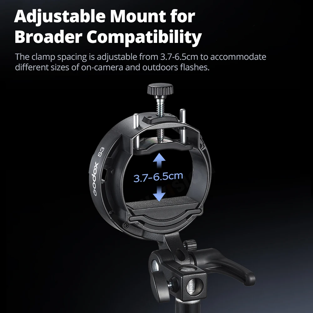 GODOX S3 Flash Bracket Speedlite Bracket with Bowens Mount for On-camera Flash V100 V860 AD200Pro II Accessories view 6