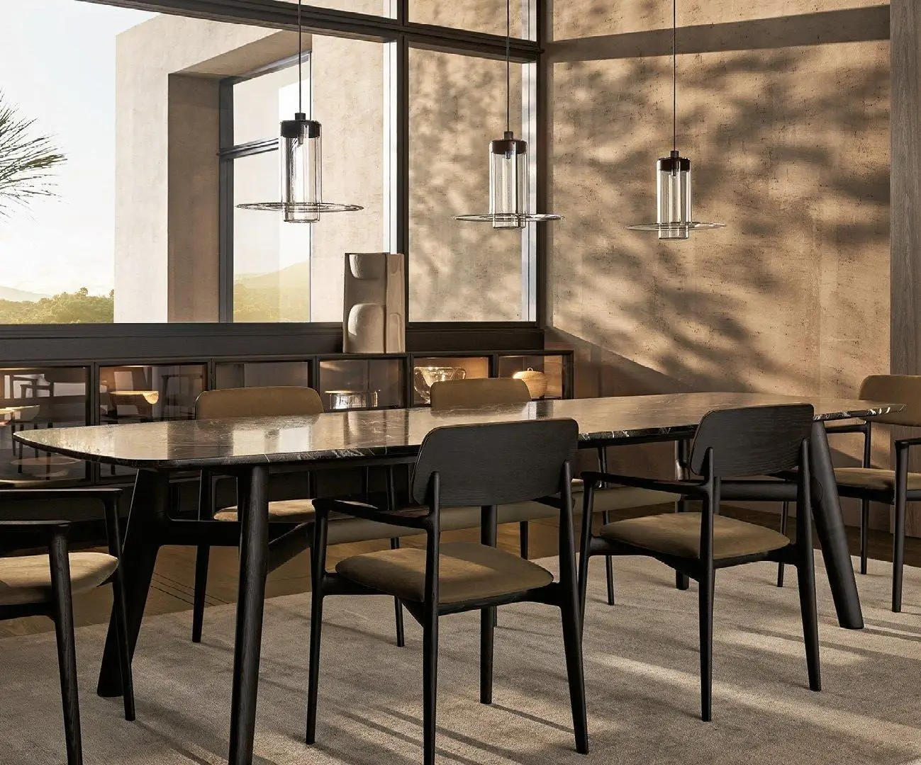 

Modern Restaurant Furniture Complete Dining Room Set Minimalist Rectangle Solid Wood Dining Table For 6