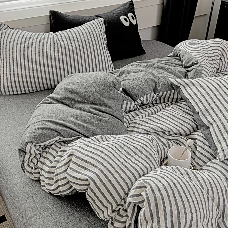 Vertical Stripes Bedding Comforter set Duvet Cover bedsheets set pillowcases Bedding Linens Set Queen/King Bed edredones de cama