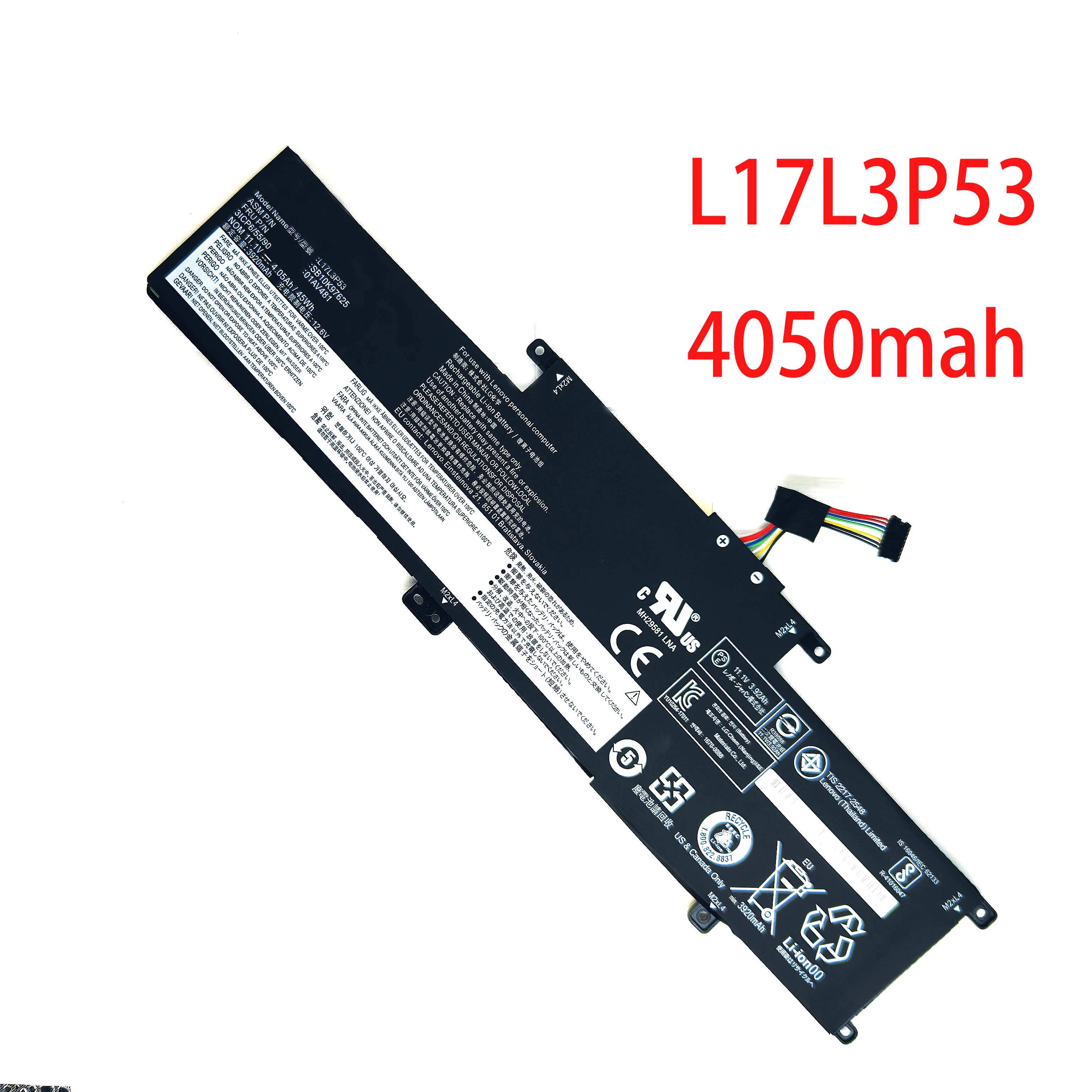 New 45wh 11.1V 4050mah  L17L3P53 L17M3P55 L17C3P53 Laptop Battery For Lenovo ThinkPad L380 L390 S2 Yoga 2018 series