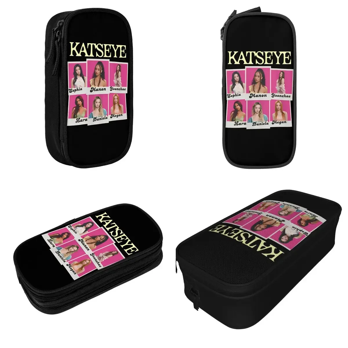 Cute Katseye Yoonchae Sophia Lara Manon Megan Pencil Case Kpop Pencilcases Pen Box for Student Bag Office Gifts Stationery