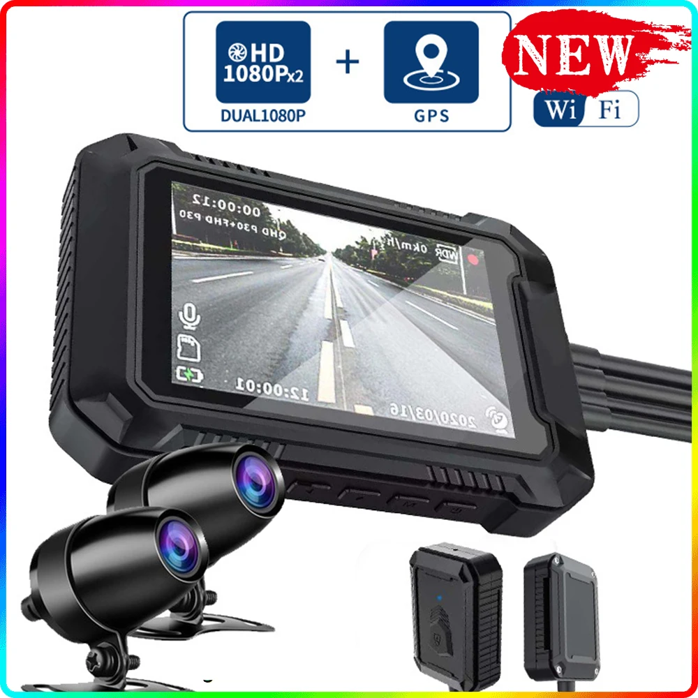 

Motorcycle Recorder HD 1080P Dual Lens Video Recorder GPS WIFI Dash Cam Motorcycle Bike Camera HD Night Vision DVR Logger