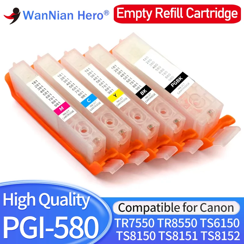 PGI-580 CLI-581 Empty Refillable Ink Cartridge pgi580 for Canon TR7550 TR8550 TS6150 TS6151 6250 9550 9551 6350 705 8350 TS8151