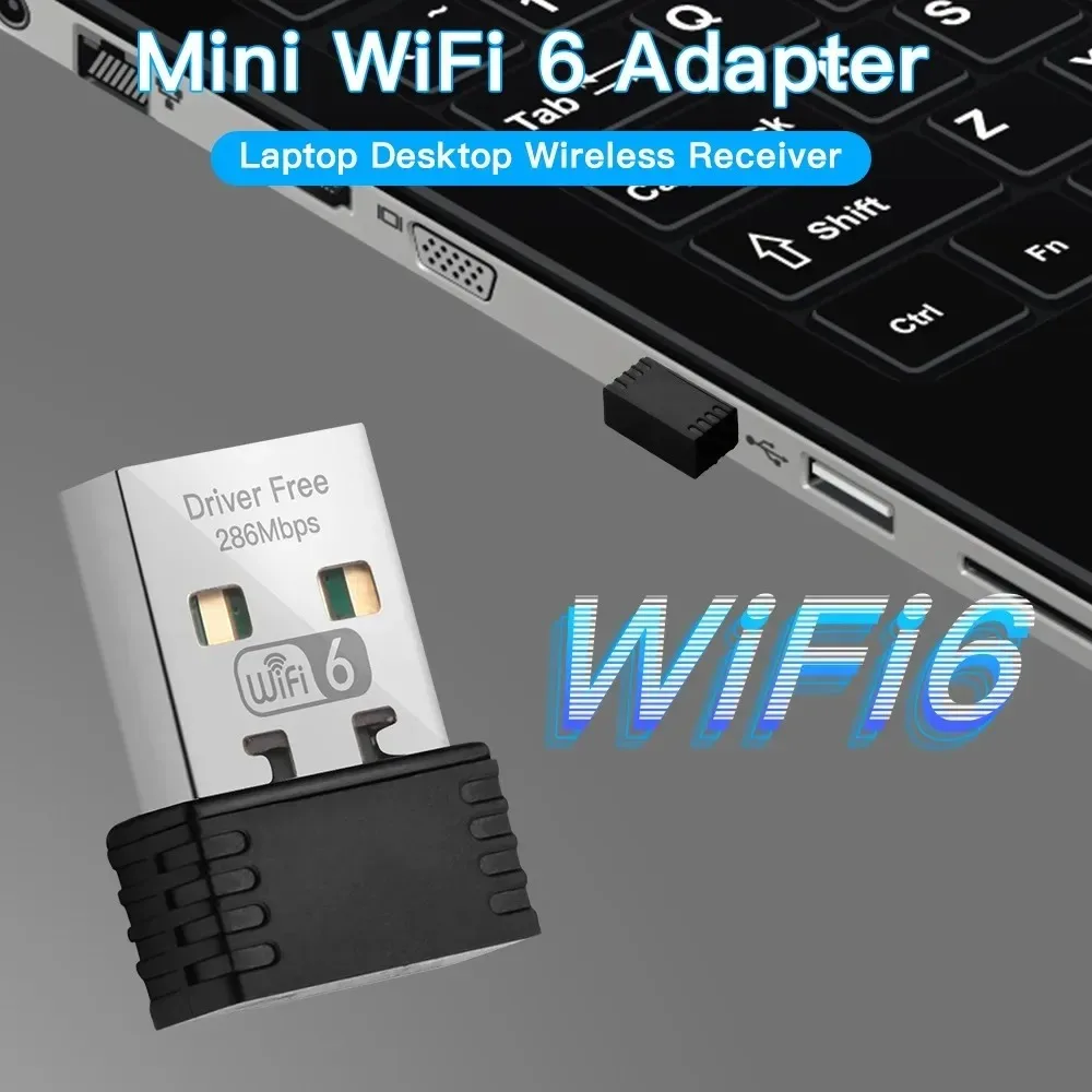 Mini USB WIFI 6 Dongle Network Card 2.4GHz Wi-Fi Lan Adapter Driver Free For PC Laptop Windows 7 10 11 300M 150M Receiver