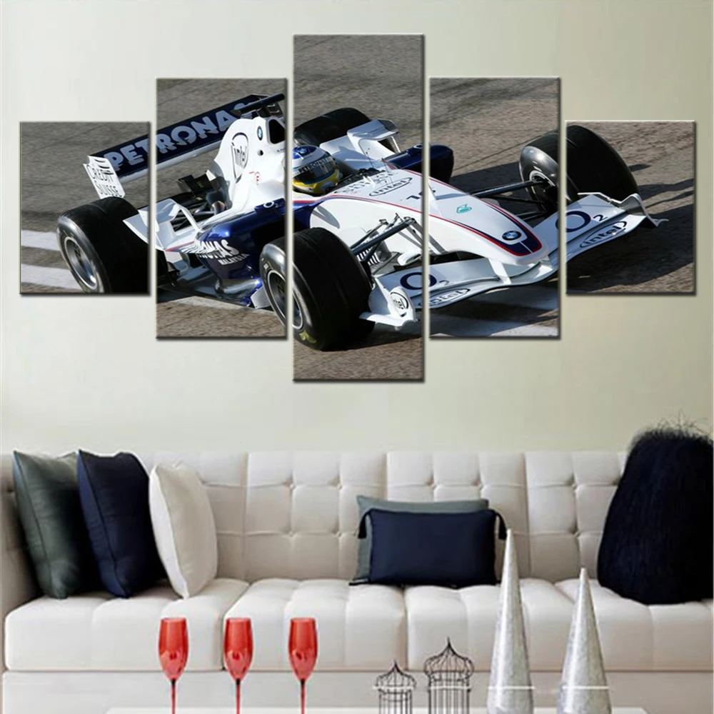 

5 Pieces Wall Art Canvas Poster Formula 1 Fireball Race Car Track Wallpaper Painting Living Room Home Decor Bedroom Mural