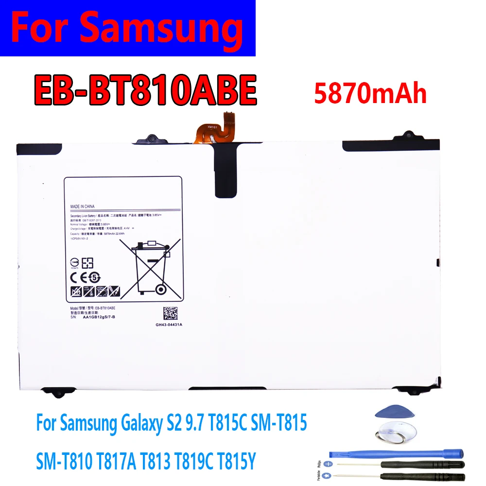 

rechargeable battery EB-BT810ABE 5870mA Tablet Battery For Samsung Galaxy S2 9.7 T815C SM-T815 SM-T810 T817A T813 T819C T815Y
