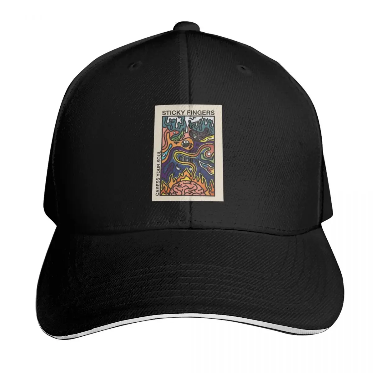 Sticky Fingers - Caress Your Soul Baseball Cap Cotton Twill Breathable Contrast Two Tone Brim Snapback Flat Bill