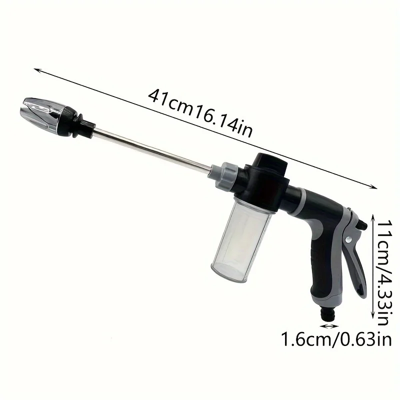 High-Pressure Car Wash Spray Gun with Foam Nozzle - Extendable Magic Wand for Lawn Watering & Cleaning, Fits Standard US/EU
