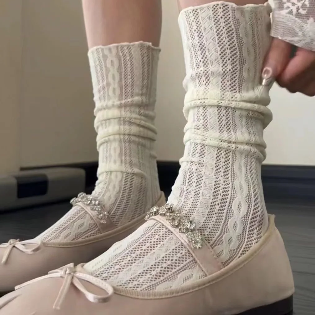 

Women Lace Short Summer Socks Japanese Lovely Sweet Ruffle Hollow Out Cotton Lace Lolita Style Princess Socks High Quality Socks