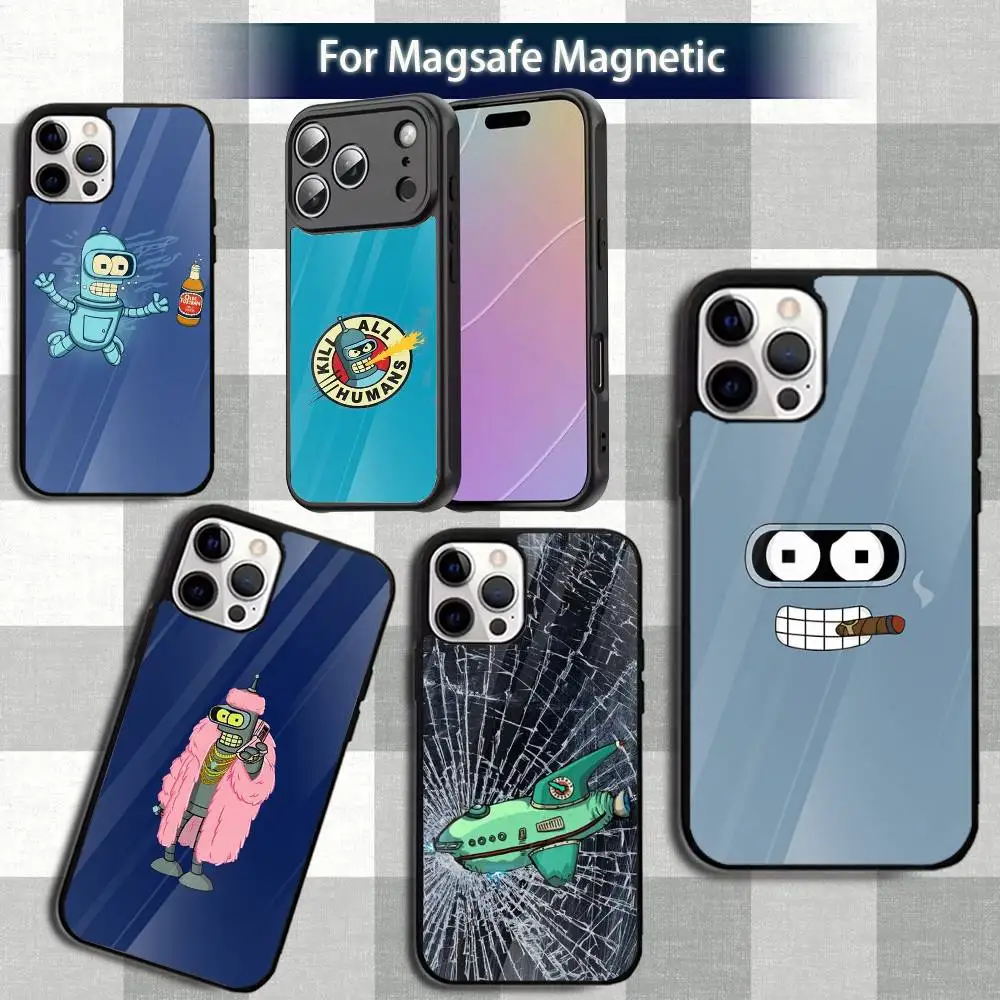 

F-FuturamaS Funny BenderS Phone Case For iPhone 13,12,15,17,11,16,14,Pro,Max,Plus,Mini,Magsafe,Magnetic Wireless Charging Case