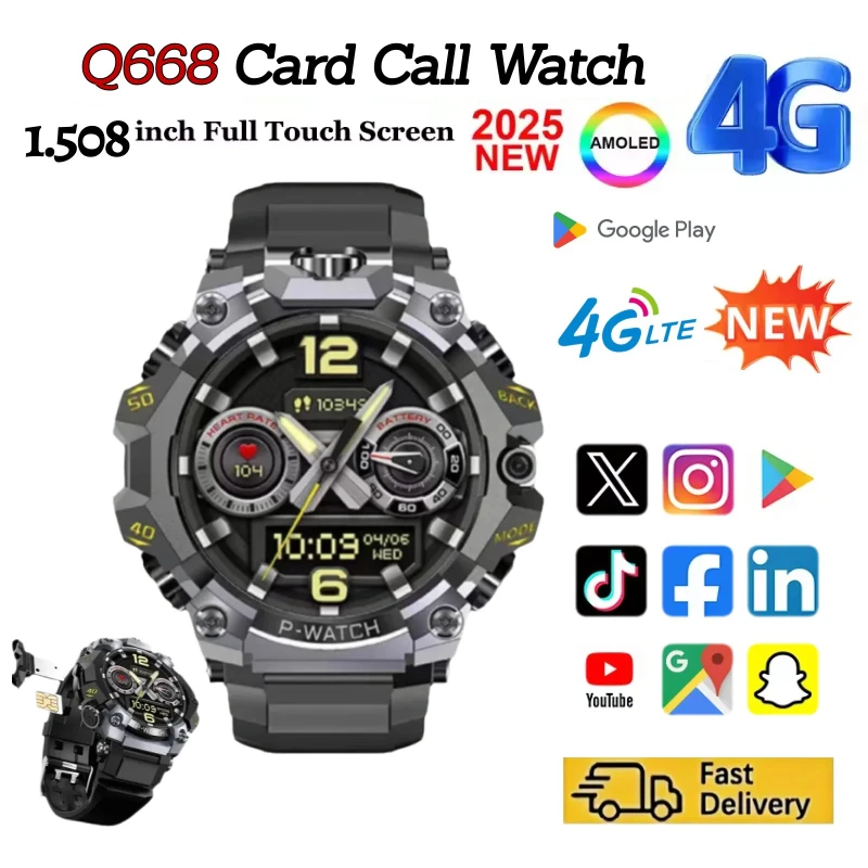 

New 5G Smartwatch 1.5-inch Amoled Screen 800W Dual Camera SiM Card WIFI GPS Music Watch Waterproof Smart Watch for men and women