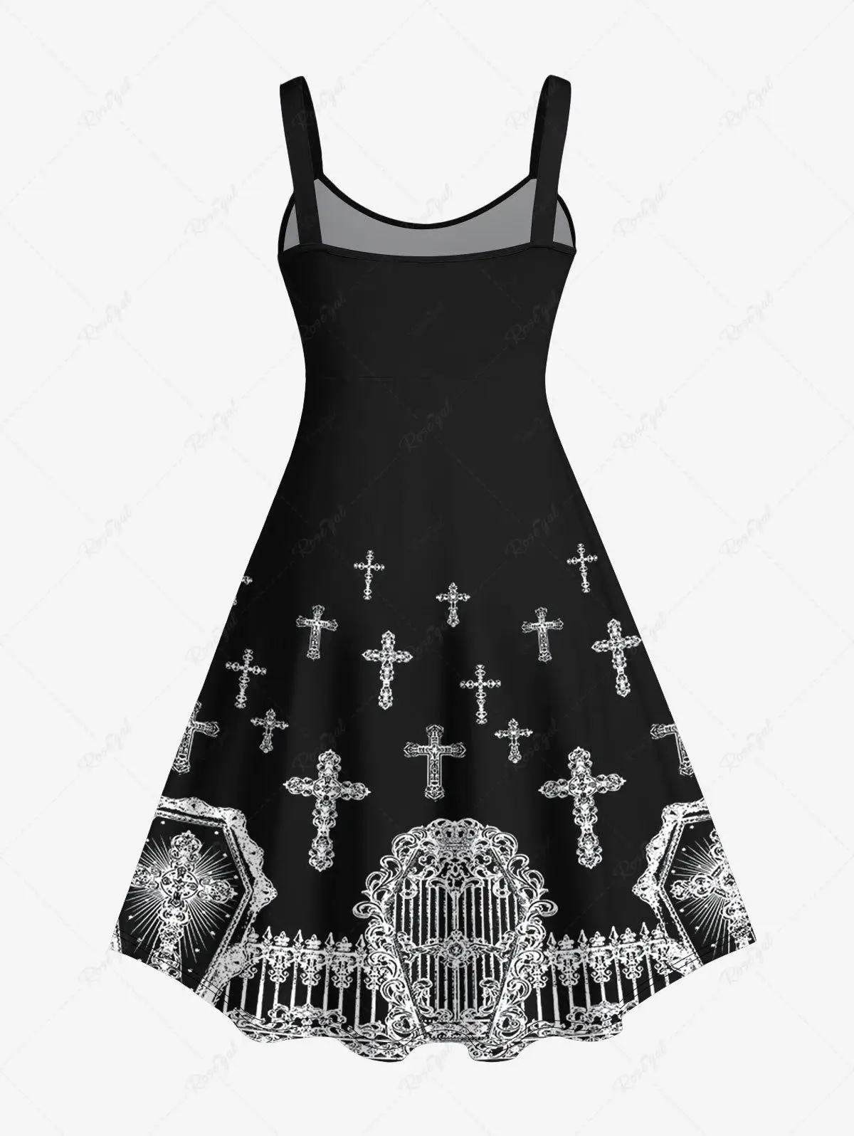 Plus Size Women's Halloween 3D Cross Gate Spider Chain Tassel Print Spring Summer A-Line Daily Casual Backless Cami Tank Dress