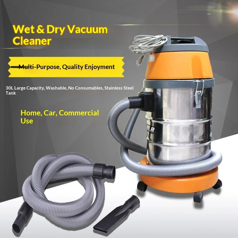 

Портативный пылесос высокой мощности 30 л, пылесос для влажной и сухой конструкции, тихий промышленный магазин, автомобиль, гараж, отель, дом, сухой