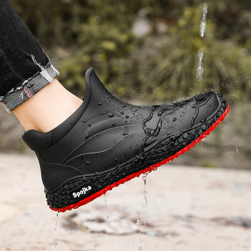 Men's rain shoes four seasons new soft sole anti-slip waterproof outdoor casual fishing water shoe comfort Joker chef rain boots