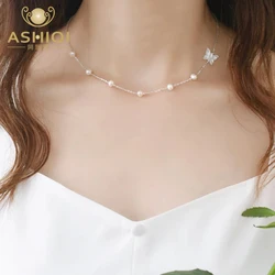 ASHIQI collana in argento Sterling 925 con perle d'acqua dolce naturali per le donne