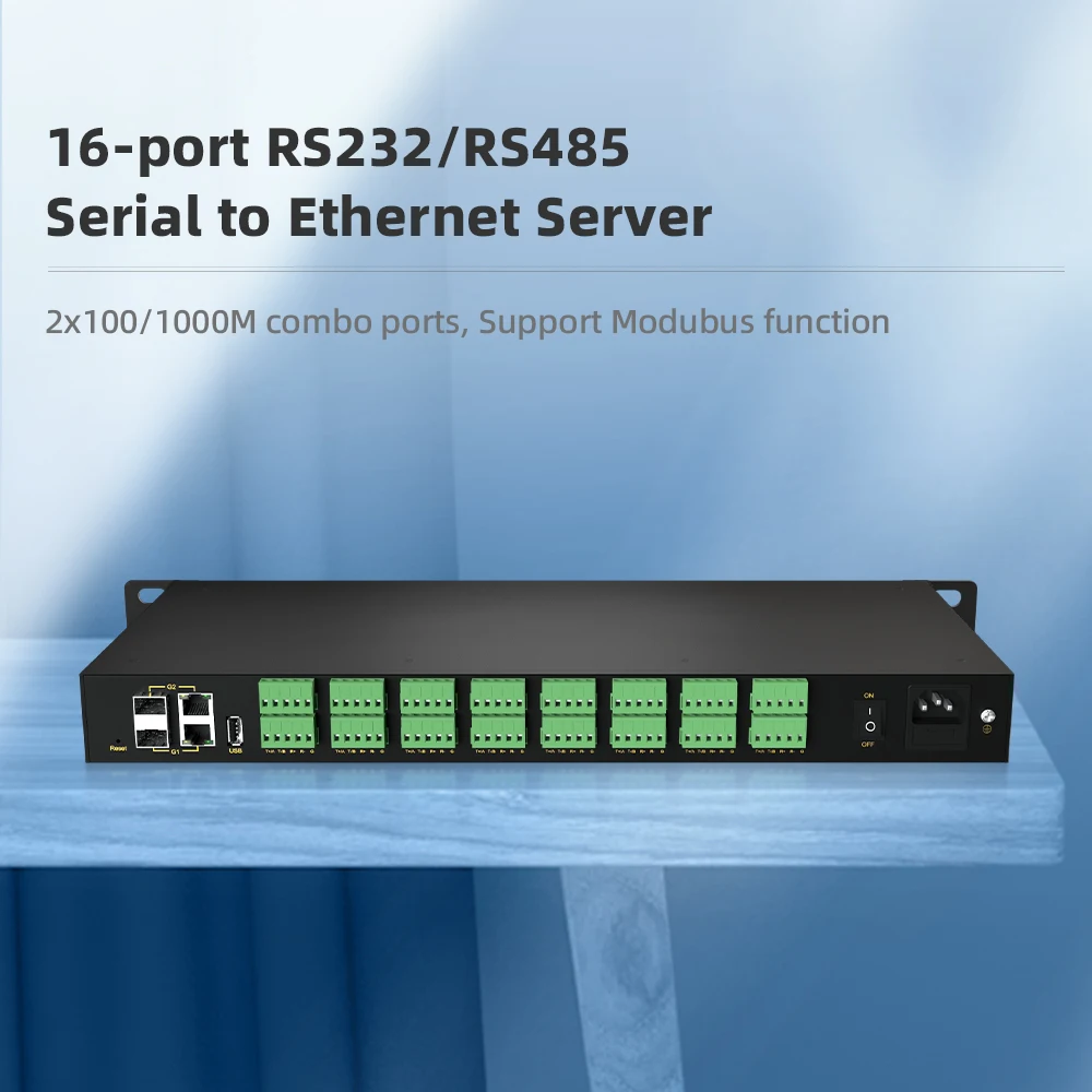 Iot Communication 16 Channel Serial Server  Port Rs485 Rs232 Modbus Rtu To  Tcp Gateway Ethernet Module Network 