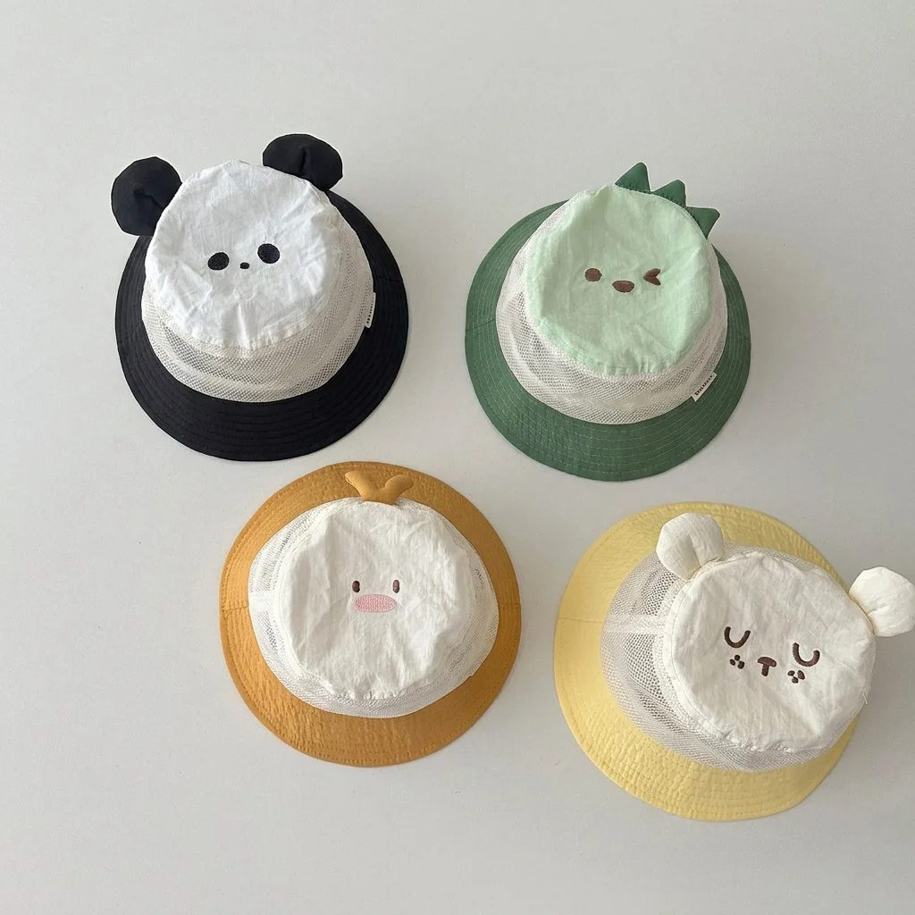 

1-3Y Baby Hat Summer Thin Cute Animal Mesh Basin Hats Kids Sunscreen Children's Sunshade Bucket Caps