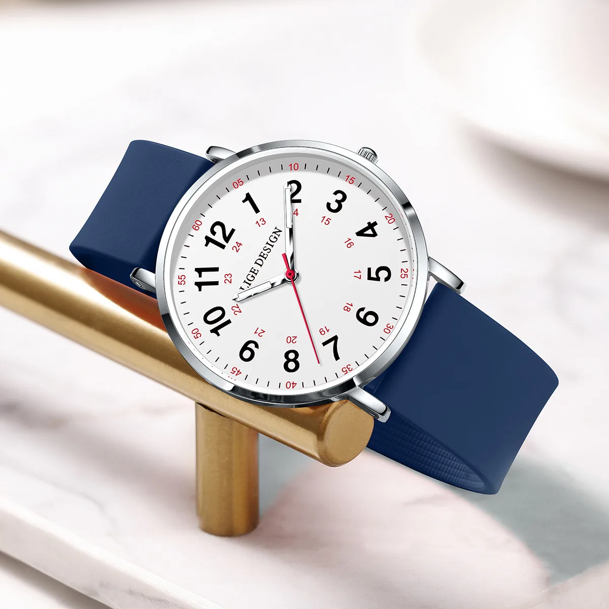 2025 LIGE 여성용 시계 우아하고 심플한 방수 12/24시간 다이얼 실리콘 스트랩 학생용 여성 시계 선물 Montre Femme