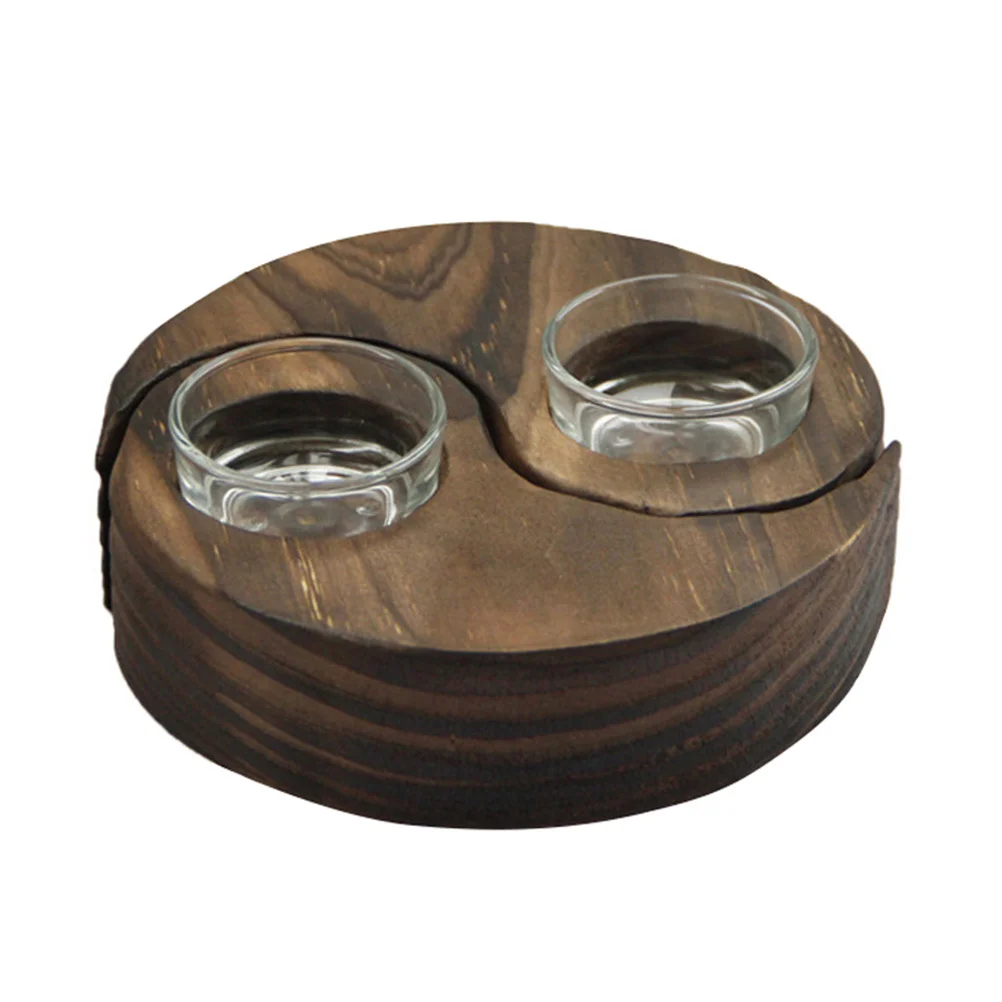 

1Pair Wooden Holders Ramadan Moon Design Glass Cup Rustic Home Decor Gift Rustic Wedding Decor