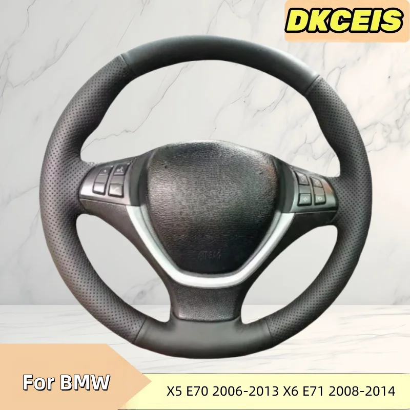 

Car Steering Wheel Cover Faux Leather For BMW X5 E70 2006-2013 X6 E71 2008-2014 E72 2009 Steering Cross Wheel Braiding Cover