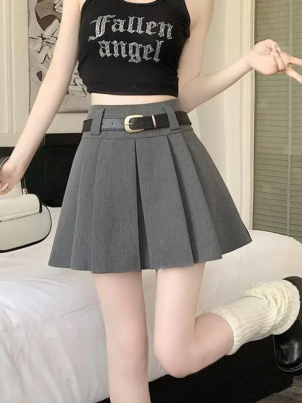 Fashionable High Waist Black Woolen Plaid A-Line  Skirt Women's Korean Style Versatile Short Skirt Anti-Light Walking