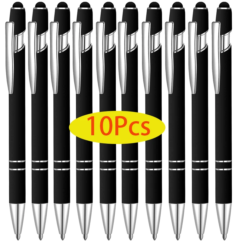 10Pcs 2 in 1 Ballpoint Pen Multi-Colored Luxury Metal Stylus Ball Pen for Office School