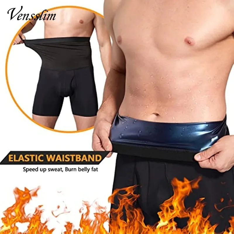 Compression Sauna Sweat Shorts Men Slimming Tummy Control Corset Weight Loss Fat Burner Waist Trainer Body Shaper Pants