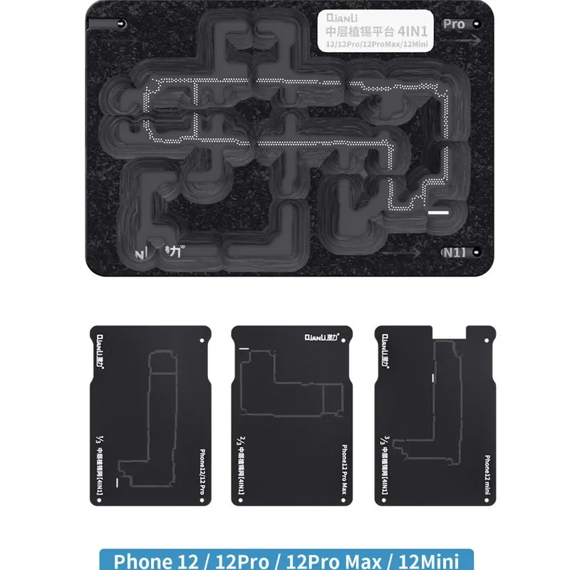 QianLi Middle Layer Board Plant Tin Platform BGA Reballing Stencil Kit for iPhone 11 12 13 14 PRO Mini X XR XS MAX Repair Tools