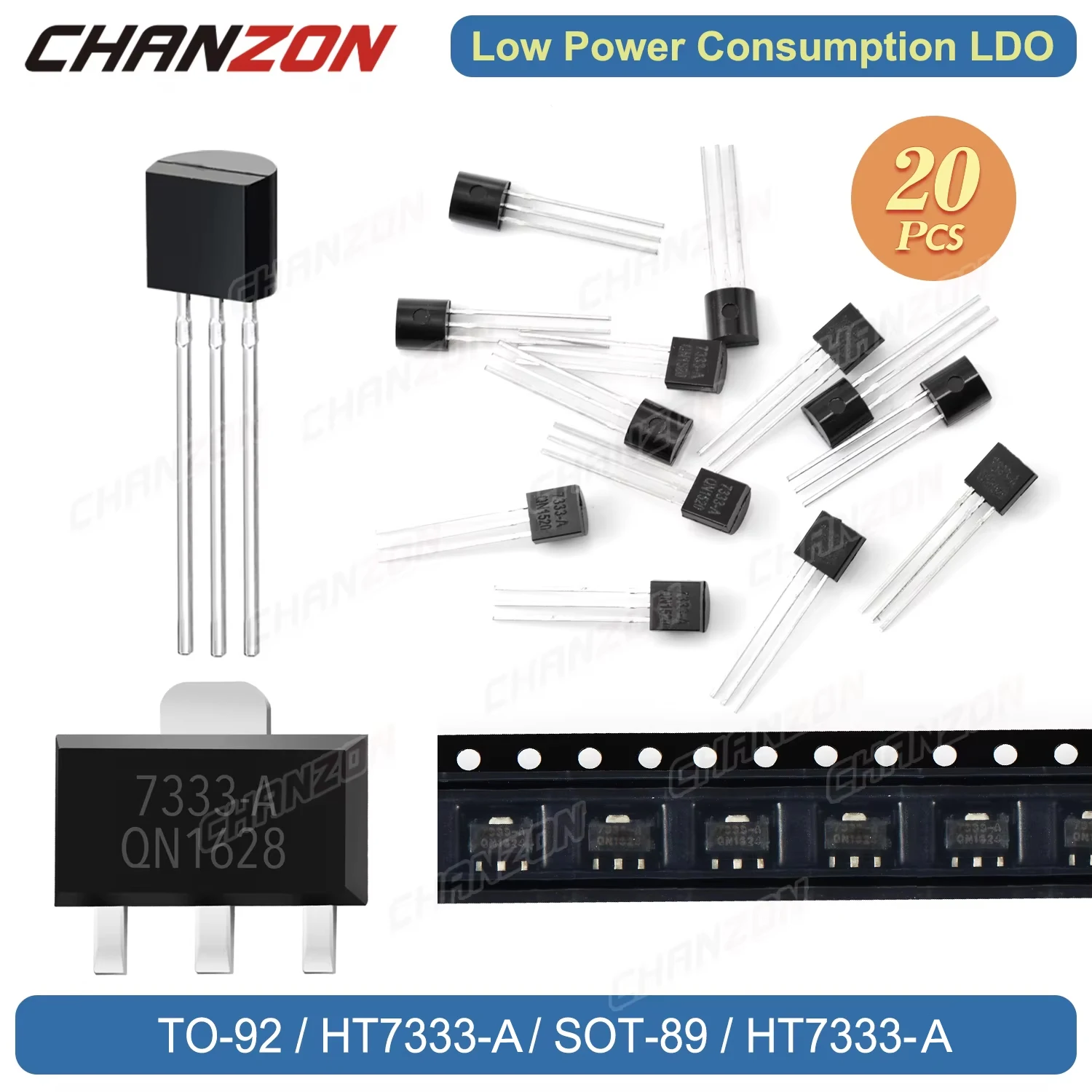 10PCS TO-92 SOT-89 HT7333-A Low Power Consumption LDO Assorted Triode Tube Transistor HT7333 Bipolar Junction Integrated Circuit