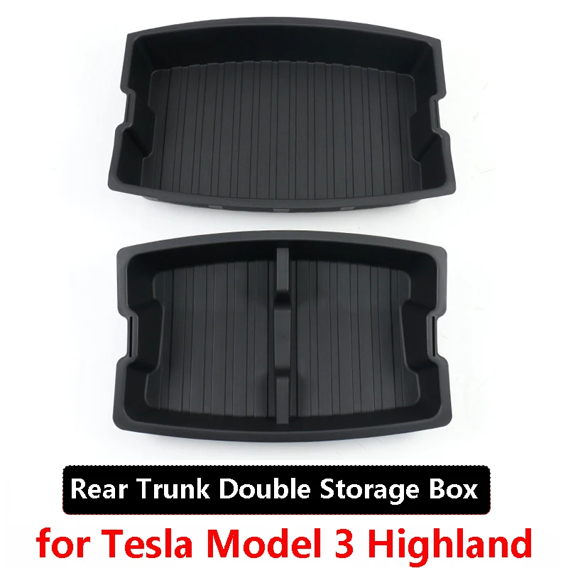 for Tesla Model 3 Highland 2024 Rear Front Trunk Storage Box Frunk Organizer Tray with Compartments Waterproof Accessories